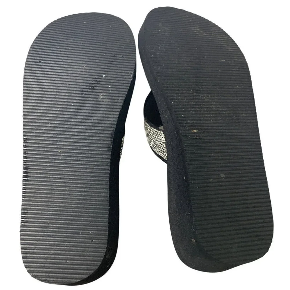 Dream Pairs Womens Size 7 Black Silver Rhinestone Platform Flip Flop Sandals - Picture 7 of 7